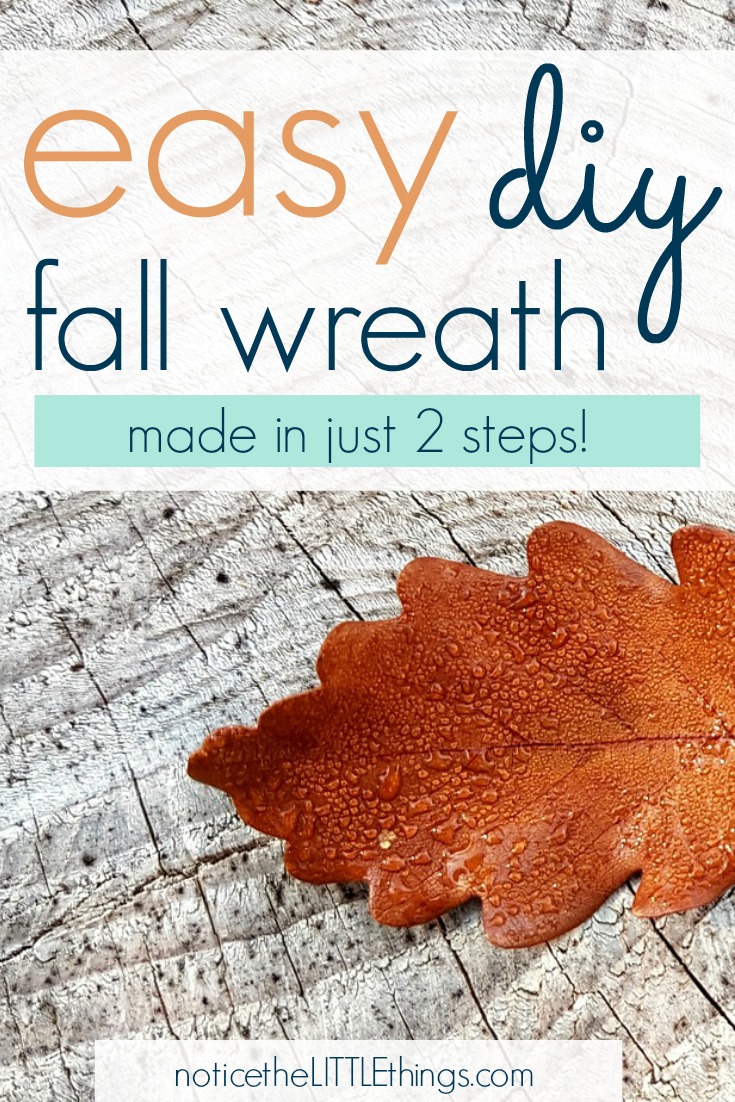 make this super easy diy fall wreath in just two steps with just two supplies! no glue or sewing required for this easy and festive diy front door wreath {and you can use this method for other seasonal wreaths as well!}. #easywreath #diyfallwreath #diywreath #diyseasonalwreath #diyholidaycrafts #diyholidaywreaths #easydiywreath #howtomakeafrontdoorwreath #frontdoorwreath #diyfrontdoorwreath