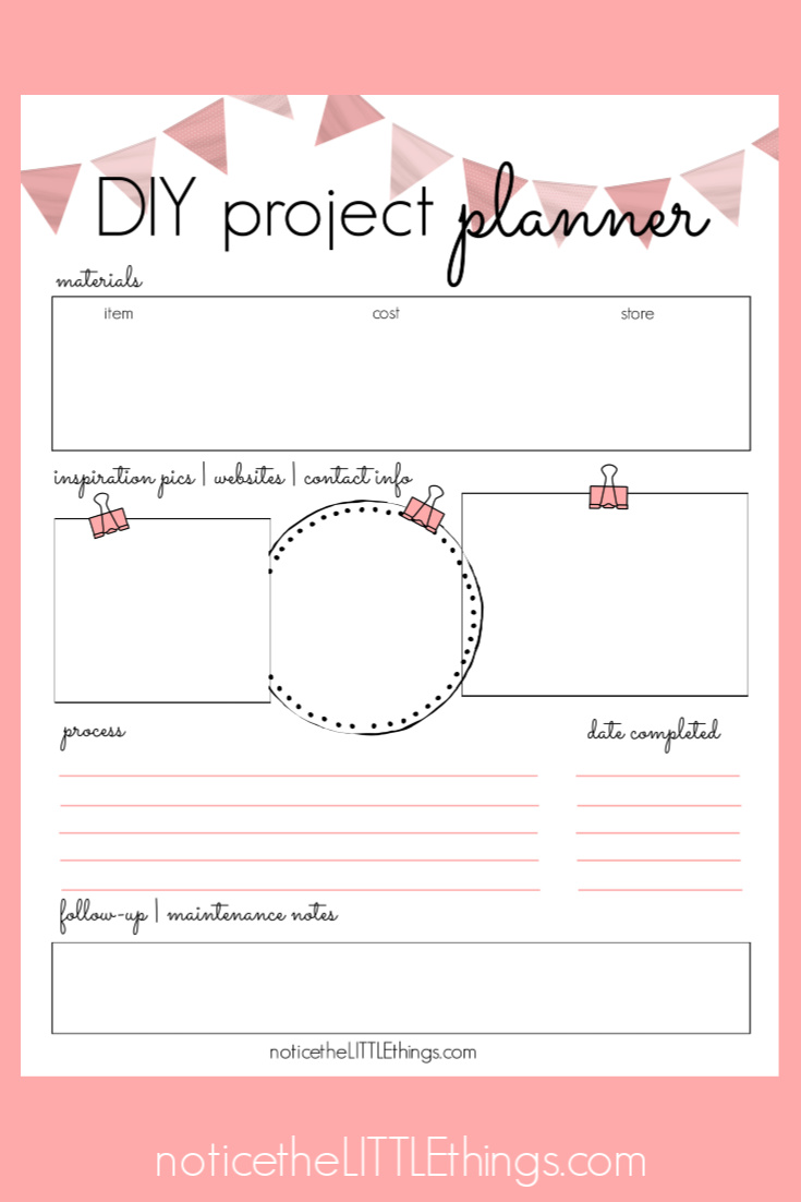 printable DIY project planner
