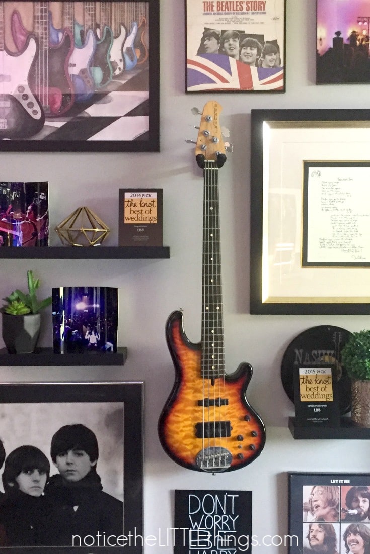 picture and guitar gallery wall