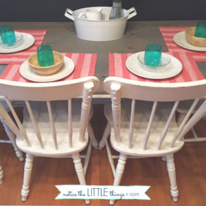 an easy, step-by-step guide to paint your kitchen table. plus, free printable paint and supply list to help you complete your project. #paintedfurniture #howtopaintfurniture #refinishingfurniture #farmhousetable #farmhousestyle #diytable #newtabletop #howtomakeafarmhousetable #diyfarmhousetable #kitchentable #paintingchairs #freeprintable #paintguide #paintedtable