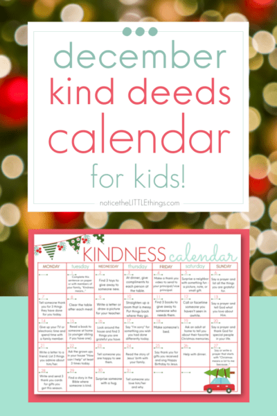 christmas kindness calendar for kids